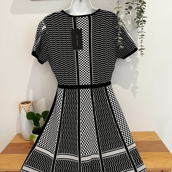 ZARA WOMENS SIZE M SHORT SLEEVE DRESS BLACK / WHITE BNWT (22-093) - Picture 10 of 15